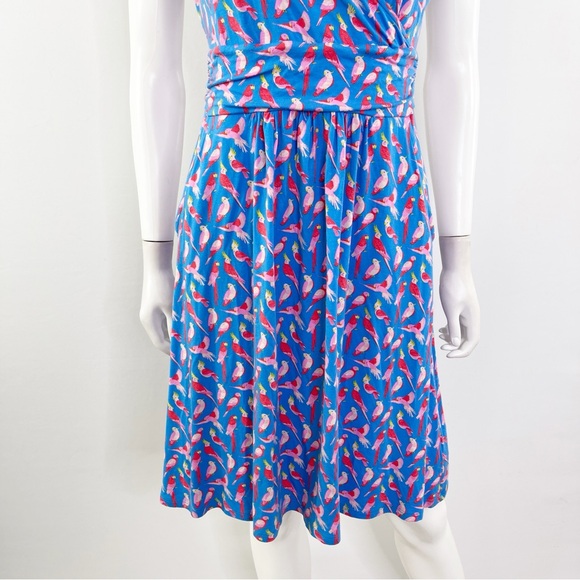 BODEN Blue LOLA Midi Dress with Pockets Size 6P Bird Print Vacationcore Casual - Picture 5 of 11